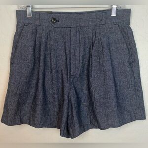 NEW Banana Republic High Waist 5” Pleated Herrin Chambray Shorts 6 Black 0781